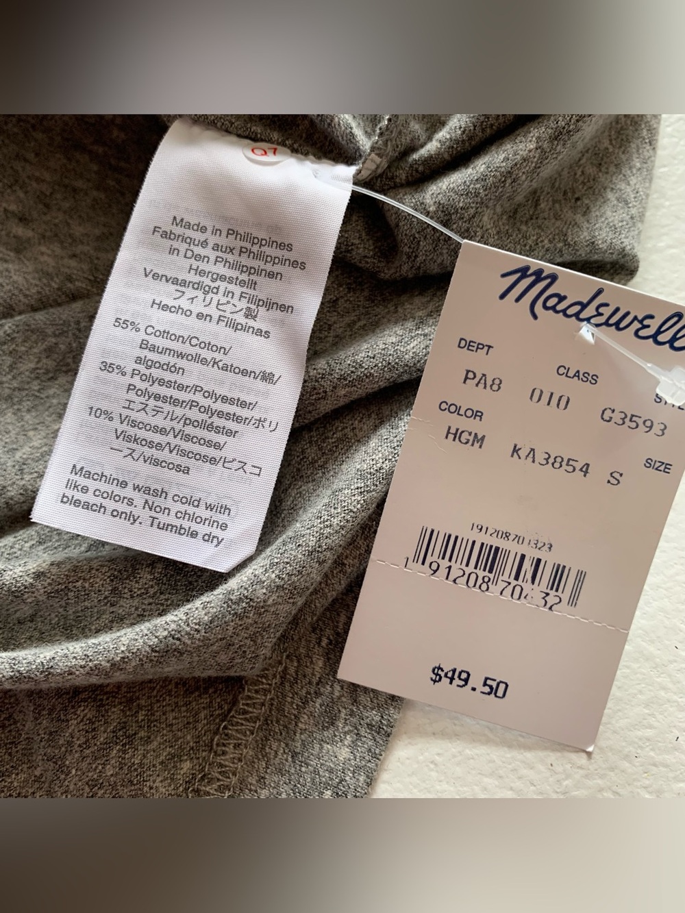 Madewell Grey Triblend Ex-Boyfriend Tee Size Small NWT Short Sleeve Crew T-Shirt - Picture 5 of 5